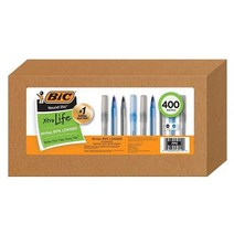 BIC 펜 대형 벌크 팩 잉크 400개 Bic Round Stic Xtra Life 볼펜 미디엄 포인트 1 0mm 블랙 200개 및 블루 박스 콤보