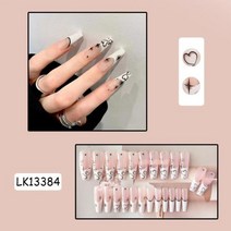 네일팁 Y2k 인조 블랙 네일 긴 발레 재사용 가능한 접착제 아크릴 프레스 세트 손톱 다크, 없음, 13384