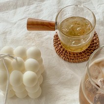 나무손잡이계량컵 미니 커피 에스프레소 원두 우드 계량컵 시럽 소스 눈금 샷잔 내열유리계량컵, 다용도 우드손잡이 계량컵 75ml