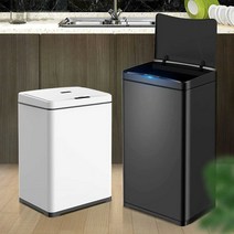 철제쓰레기통 센서 반응 대용량 상업용 가정용 주방, 30L 아연도금판-흰색 사각 배터리 모델