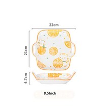 북유럽 스타일 디너 접시와 요리 오렌지 홈 세라믹 식기 국수 그릇 베이킹 트 만두 접시, [05] 8.5In Square Plate