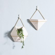 심플 모던 북유럽 스타일 인테리어 골드 세라믹 벽걸이 화분, 육각 골드 세라믹 화분