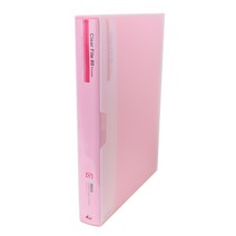플러스샵 3공 클리어화일 A4 커버형 대용량 6색상 PP 60매 80매, 분홍