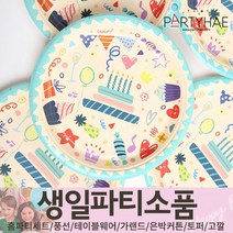 (주)파티해 생일파티 장식용품3 H-M - 허니컴볼 태슬 헬륨효과 세트 안경 테이블웨어, K07_생일파티접시(10입)-아이콘18cm