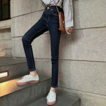 모노위크 당일배송 하이드 하이웨이스트 진청 스판 스키니 데님 청바지