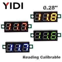 오실로스코프 테스터기 검전기 멀티테스터기 0.28 인치 dc 0-100v led 디지털 전압계 dc2.5-30v 자동차 오토바이 빨간색 녹색 파란색 led 전압 읽기 교정 미터, 레드 주도, DC 0-100v 3케이블
