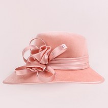 FS 와이드 브림 모자 플라워 핑크 볼러 페도라 여성용 Chapeau Femme uttre 겨울 Cloche 숙녀 교회 Fedoras Caps Velvet 311eEA9a5