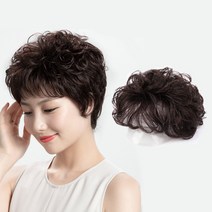 넥플 중년여성가발 여자정수리가발 웨이브 인모 부분가발, 블랙
