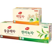 동서 현미녹차 100T + 둥글레차 100T + 메밀차 100T 3종 세트, 1박스, 100개