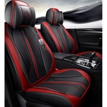 유니버설 핏 자동차 액세서리 시트 커버 트럭 SUV용 내구성 가죽 품질 5 인용, 03 Black with Red