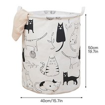 의류 세탁 바구니 1PC 가정용 욕실 고양이 인쇄 공간 절약 가정 용품 장난감 보관 상자 세탁 통, 하나, B-스몰