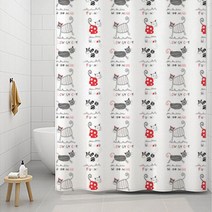 친환경PEVA항균샤워커튼 큐티캣츠, 180x200cm