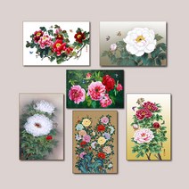 고려미술 명작 갤러리 부귀화 목단 꽃 모란꽃 풍수인테리어 그림 캔버스액자 한국화 목단화 7종, 7. 유화 모란도