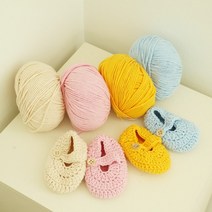 [갓샵] HAGT 아기덧신 손뜨개 태교 뜨개질 DIY 키트 실+단추1쌍 아기신발뜨기, 상품선택:실(핑크)+단추1쌍