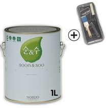 노루페인트 순앤수 100 친환경 내부용 수성페인트 1L 무광 간단세트, 화이트1