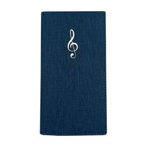 HS 높은음자리표 48절 가죽 케이스 수첩 만년형 지갑 끼움식 노트, 블루