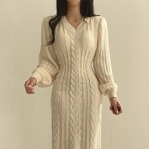 하객룩 원피스 겨울 정장 여성 투피스 미니멈 가을 니트 살구 트위스트 뜨개질 드레스 2022 v 넥 칼집 숙녀 랜턴 슬리브 양모 vestido
