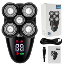 남성용 전기 면도기 대머리 면도기 led 디스플레이 코 머리 수염 트리머 클리퍼 페이셜 클렌징 브러시 usb 충전식, 블랙 패키지 B