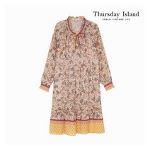 [써스데이아일랜드] [Thursday Island] 여성 패턴 넥프릴 리본 원피스(T209