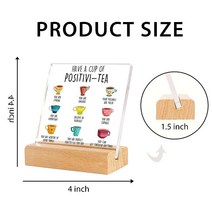 Positivi-tea Positivity 자기 확인 정신 건강 표지판 - 치료 사무실 장식 치료사 장식 체크인 나무 스탠드가 있는 투명 명판 사인142152