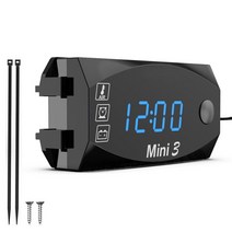 3 In 1 케이블 타이 디지털 미니 방수 시계 온도계 액세서리 안정적인 오토바이 전압계 베이스 스크류 LED 디스플레이 포함, 02 B