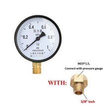 물/공기/진공 압력 게이지 100mm 다이얼 가스 물 범용 미터 스레드 M20 x 1.5 단위 Mpa 113105, [15] -0.vacuum, [03] With 3-8 적응er