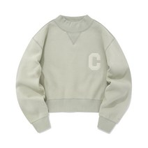 커버낫 맨투맨 모크넥 기모 여성 크롭 C로고 그린