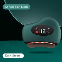 진동운동기구 파워플레이트 덜덜이 쉐이크보드 히트 앰프가있는 미니 스크래핑 보드 gua sha 돌 노화 방지를 위한 스크레이핑 보드 비안 있는, 12 레드 비앙 스톤