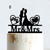 결혼기념일 현수막 토퍼 컴퓨터 프로그래머 웨딩 케이크 아크릴 비디오 Mr Mrs 신부 신랑 컨트롤러 북 웜 생일 파티 용품, [01] Mirror Gold, [08] Style 8