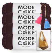 [니뜨] 모드케이크(100g) 뜨개실x4볼+어바웃숄더백도안+컬러트윈태슬1개, 07_브라운