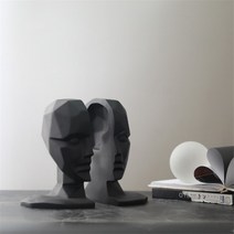 우아한 유럽 공부 사무실 책 홀더 잡지 장식 공예 인간의 얼굴 뇌 북 엔드 테이블 스토리지 2 피스