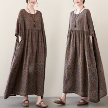 청조 여성용 빅사이즈 루즈핏 린넨 원피스 생활한복