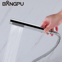 BANGPU 바 모양 샤워 헤드 ABS 플라스틱 핸드 물 절약 압력 크롬 욕실, 01 Chrome