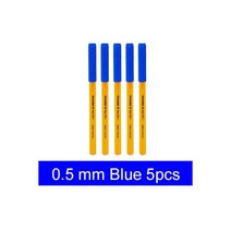 LifeMaster Schneider Tops 505F 옐로우 바디 초대형 잉크 볼륨 볼펜 검정/파랑/빨강 필기구, 5pcs Blue