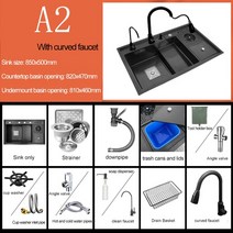 자동센서휴지통 밀폐 냄새차단 기저귀 쓰레기통 나노 컵 와셔 싱크 대형 싱글 슬롯 주방 수동 사다리 세면대 다기능 높고 낮은 나이프 홀더 포함, 2.8550XIA2