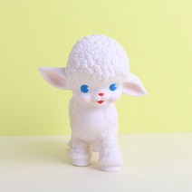 루버돌 베이비램 핑크 양 장식인형 빈티지 레트로 삑삑이 인형 피규어, 화이트 케이스