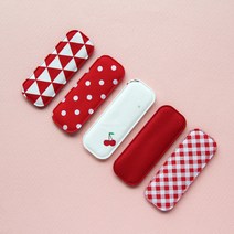 리본공예재료 헤어핀겉지 머리핀재료 유아핀만들기P406 직사각 레드패턴 똑딱핀 커버 2개