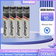 에너자이저 1.5V AAAA 알카라인 배터리 LR61 알람 레이저 펜 스타일러스 블루투스 터치 이어폰 MX2500 E96 LR8D425 용 4 개, [01] 1.5V