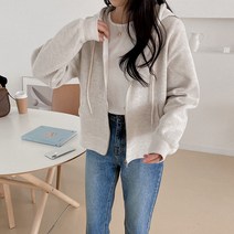 [리얼코코] 데일리 모던 집업 후드 니트