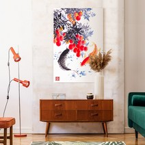 아란아트 연꽃 잉어액자 생기그림 합격운 서재 공부방 인테리어벽꾸미기, 15 붉은열매와 잉어