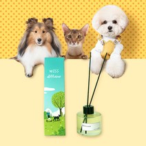 [1+1특가]위스펫 반려동물 강아지 고양이 천연 아로마 디퓨저 선물 실내방향제 120ml, 바질+바질, 라탄코스터