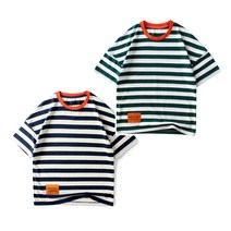 베비포 남아용/여아용 스트라이프 라운드 반팔 티셔츠 TK6