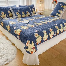 220*245 퀸사이즈 데일리 스프레드패드 레이스프릴 미끄럼방지 사계절 공주풍 워싱 패드겸이불, 스타일D