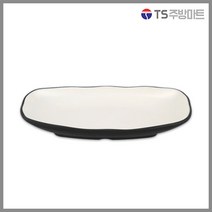 돌산멜라민 체크투톤(블랙앤화이트) 신타원골접시 (업소용그릇 멜라민그릇 예쁜그릇 식당접시 멜라민볼 멜라민찬기 검정색그릇), DS-7158 (2호)