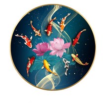 잉어 그림 인테리어 액자 알루미늄 틀 표면 수작업 큐빅 세팅 40CM 60CM 80CM 100CM, 7호