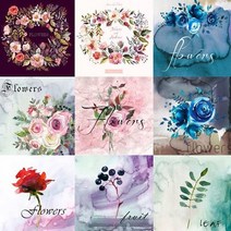 자투리 DTP컷트지 생활방수 워터컬러플라워 택1, DTP컷트지 생활방수 워터컬러플라워8번