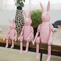 일음쇼핑^*m관절 목각 토끼인형 3P (핑크) 테이블장식소품 가정용 인테리어 레스토랑 카페 용인일medi*^, ab^^선택없는