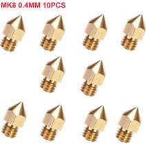 10pcs 0.2 0.3 0.4 0.5 0.6 0.8 1.0mm MK8 압출기 노즐 1.75mm 3D 프린터 Makerbot Anet A8 Creality S4 용, 01 0.2mm 1.75mm