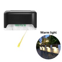 계단 LED 태양광 램프 방수 야외 정원 조명 통로 마당 파티오 울타리 발코니 장식, 02 Black-Warm light