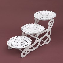 홈 파티 3단 디저트 트레이 접시 스탠드 과일 쿠키 다과 케익 계단식 화이트